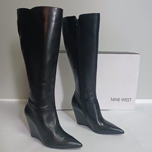 New Nine West Varin Wide Calf Black Boots 9.5